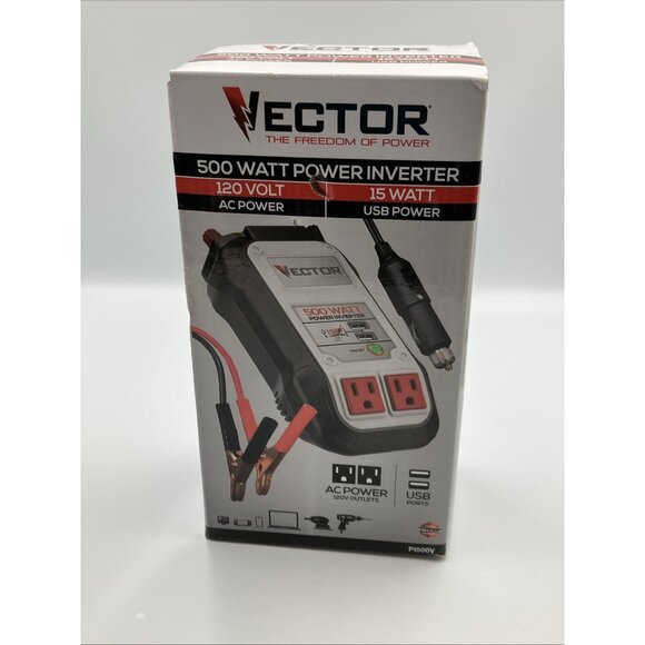 VECTOR 500 Watt Power Inverter, Dual Power Inverter, Two USB Charging Ports - Picture 7 of 11